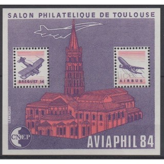 Timbres - Thème avions - France - Feuillets CNEP - 1984 - No CNEP 5
