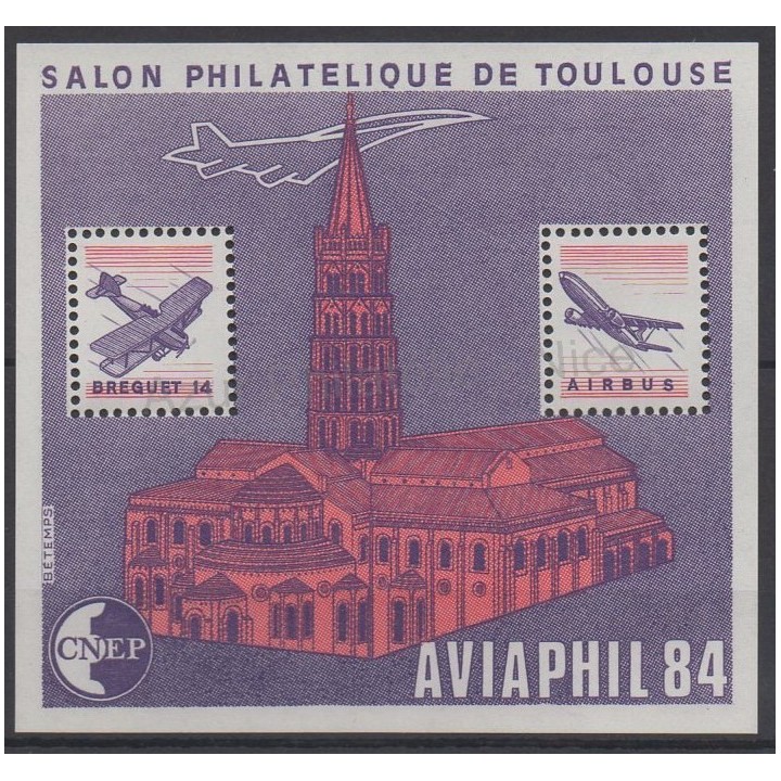 Timbres - Thème avions - France - Feuillets CNEP - 1984 - No CNEP 5