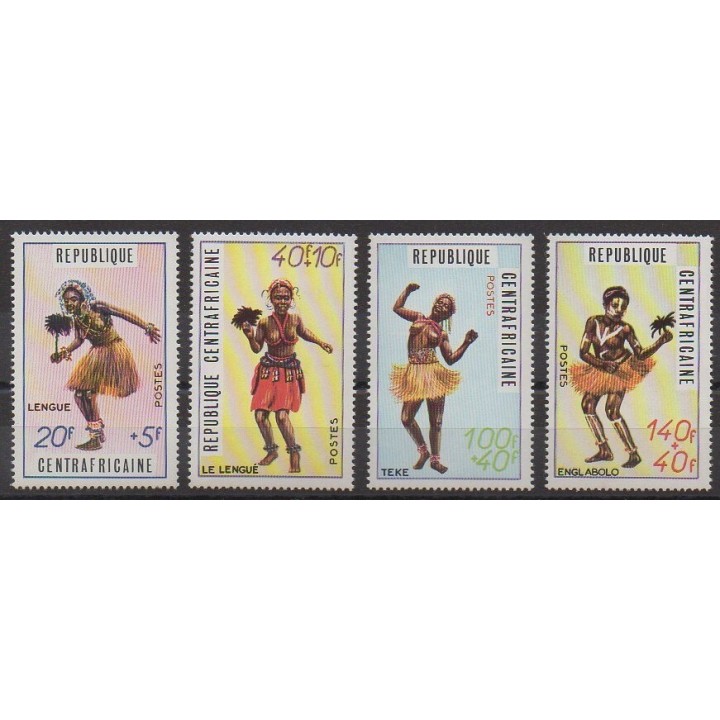 Stamps - Central African Republic - 1971 - Nb 139/142 - Folklore
