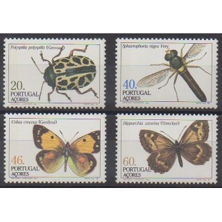 Timbres - Portugal (Açores) - 1985 - No 358/361 - Insectes