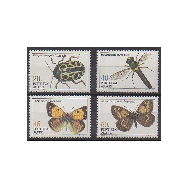 Timbres - Portugal (Açores) - 1985 - No 358/361 - Insectes