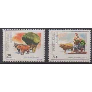 Timbres - Portugal (Açores) - 1986 - No 370/371 - Transports