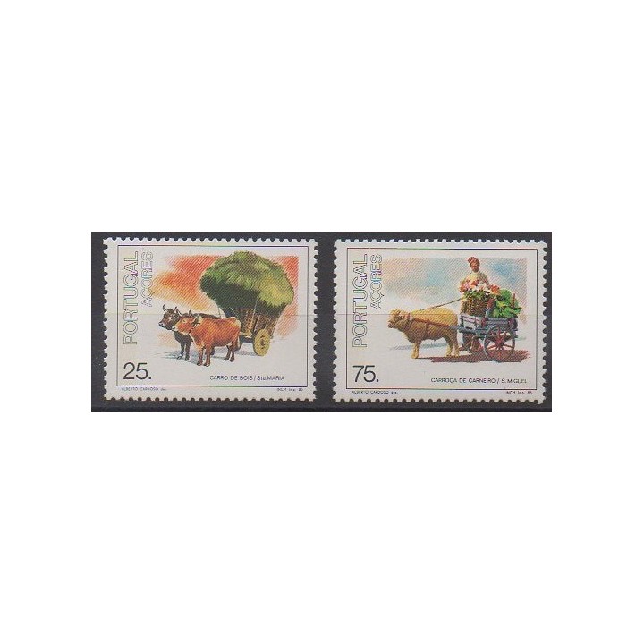 Timbres - Portugal (Açores) - 1986 - No 370/371 - Transports