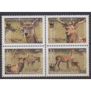 Stamps - Tajikistan - 2009 - Nb 404/407 - Mamals - Endangered species - WWF