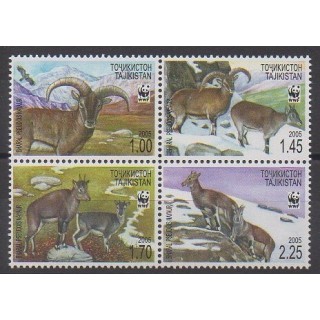 Timbres - Tadjikistan - 2005 - No 296/299 - Mammifères - Espèces menacées - WWF
