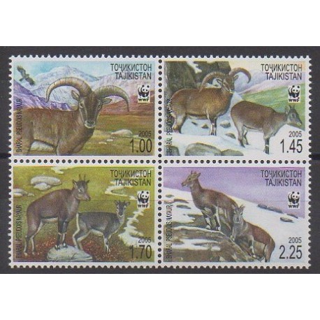 Tajikistan - 2005 - Nb 296/299 - Mamals - Endangered species - WWF