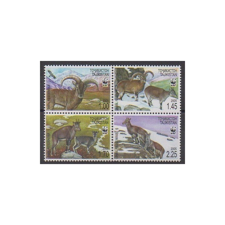 Timbres - Tadjikistan - 2005 - No 296/299 - Mammifères - Espèces menacées - WWF
