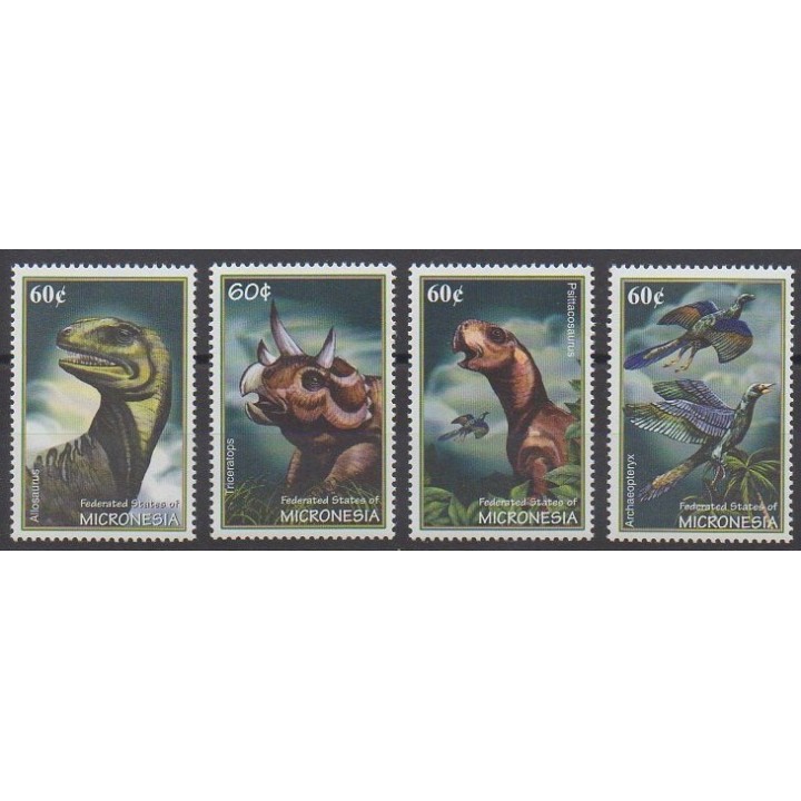 Timbres - Micronésie - 2001 - No 1028/1031 - Animaux préhistoriques