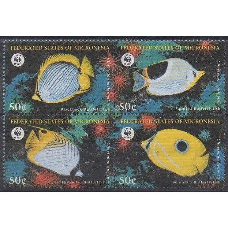 Micronésie - 1997 - No 493/496 - Animaux marins - Espèces menacées - WWF