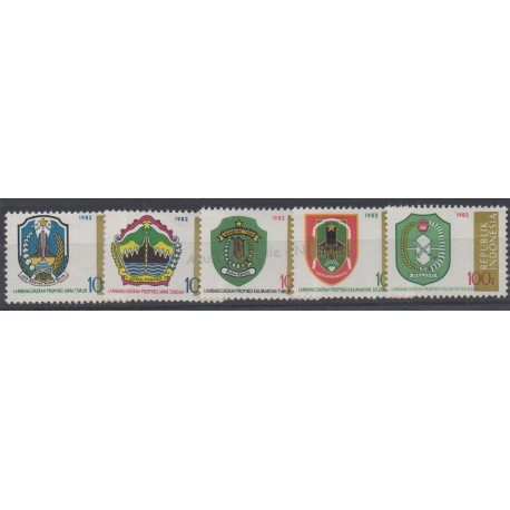 Indonésie - 1982 - No 939/940 et 945/947 - Armoiries