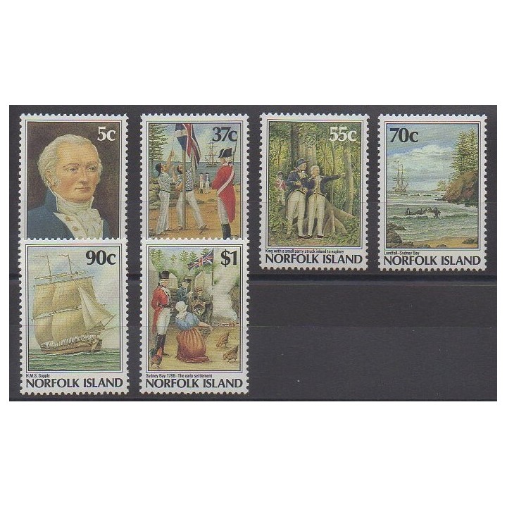 Timbres - Norfolk - 1988 - No 426/431 - Histoire