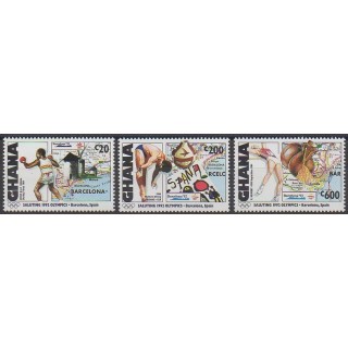 Stamps - Ghana - 1992 - Nb 1313/1315 - Summer Olympics