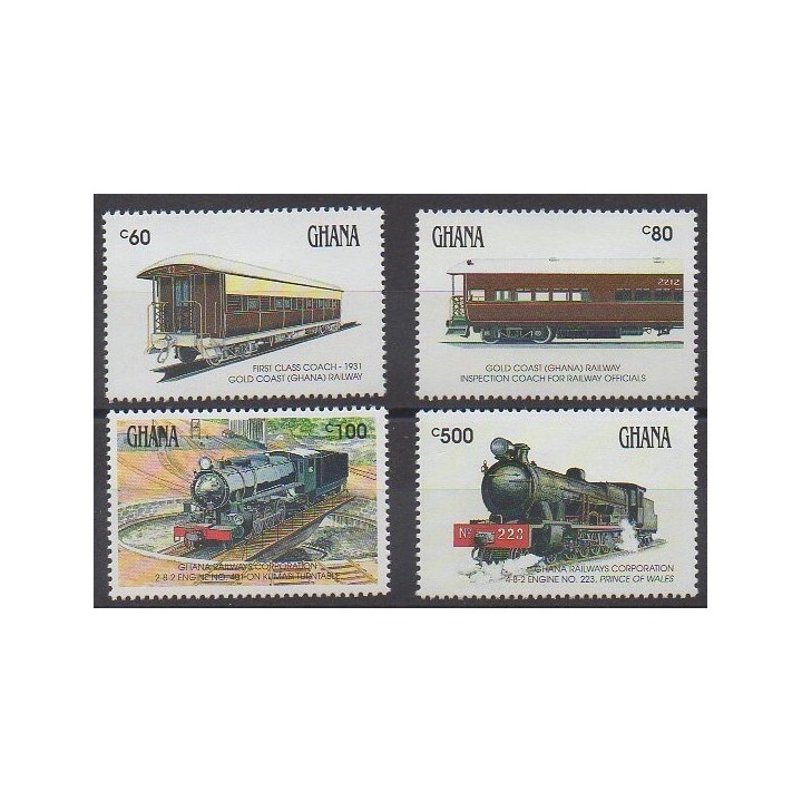 Timbres - Ghana - 1991 - No 1281/1284 - Chemins de fer