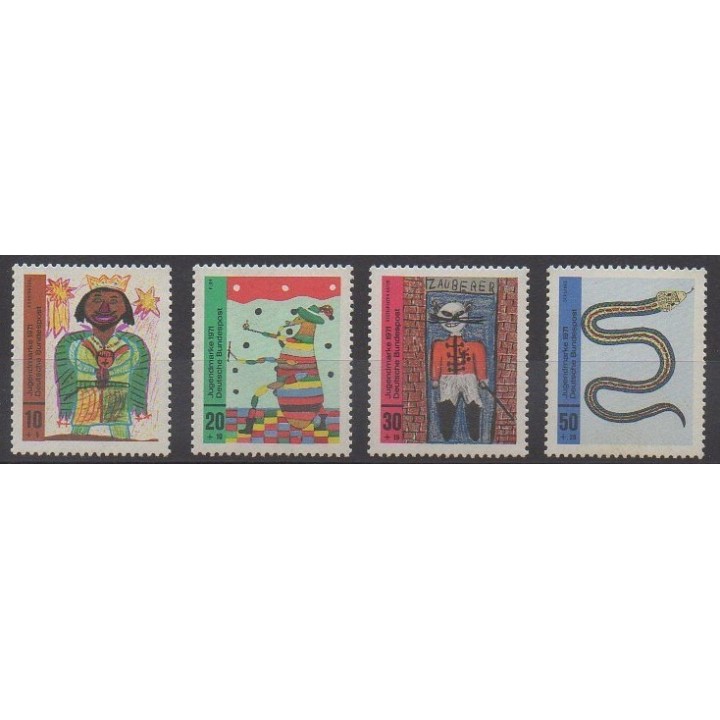 Timbres - Allemagne occidentale (RFA) - 1971 - No 524/527 - Dessins d'enfants
