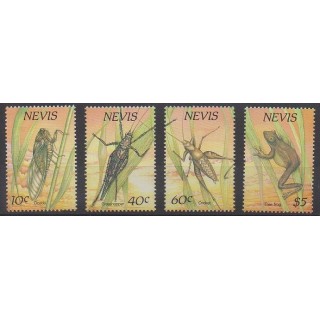 Stamps - Nevis - 1989 - Nb 509/512 - Insects - Reptils
