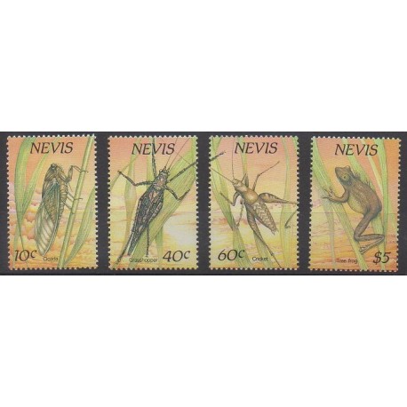 Nevis - 1989 - Nb 509/512 - Insects - Reptils