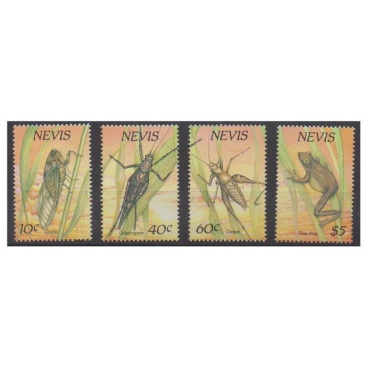 Timbres - Nevis - 1989 - No 509/512 - Insectes - Reptiles