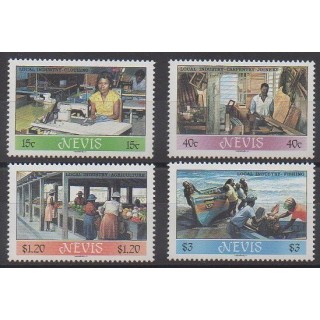 Timbres - Nevis - 1986 - No 399/402 - Artisanat ou métiers