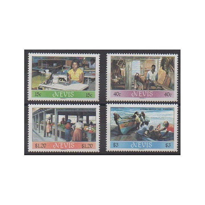 Timbres - Nevis - 1986 - No 399/402 - Artisanat ou métiers