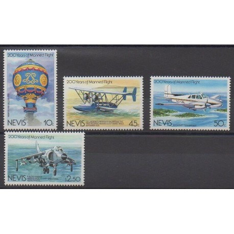 Nevis - 1983 - Nb 114/117 - Hot-air balloons - Airships - Planes