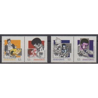 Timbres - Zimbabwe - 1987 - No 130/133 - Santé ou Croix-Rouge - Enfance
