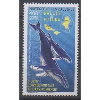 Timbres - Wallis et Futuna - 2017 - No 870 - Mammifères - Animaux marins - Espèces menacées - WWF