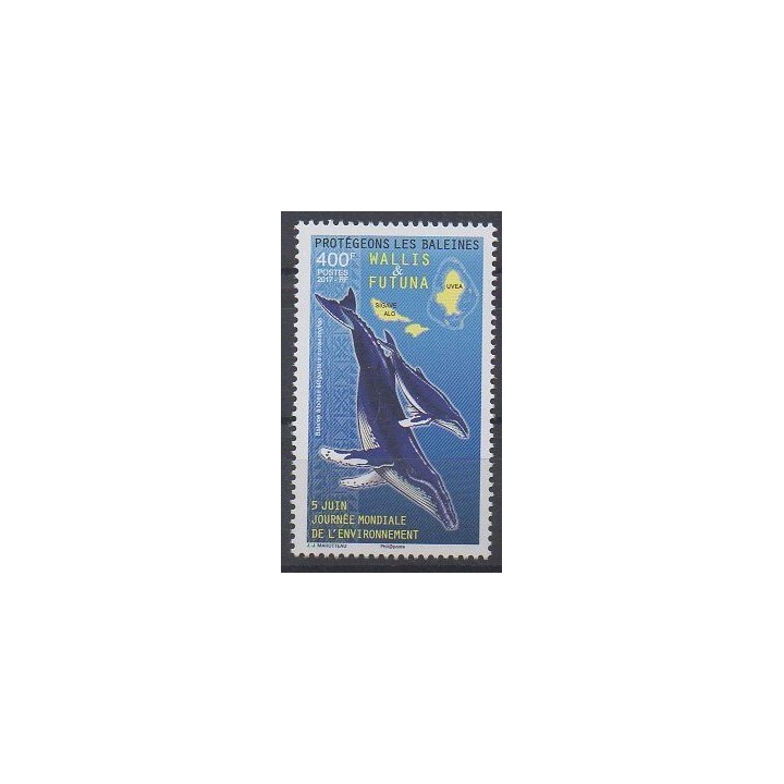 Timbres - Wallis et Futuna - 2017 - No 870 - Mammifères - Animaux marins - Espèces menacées - WWF