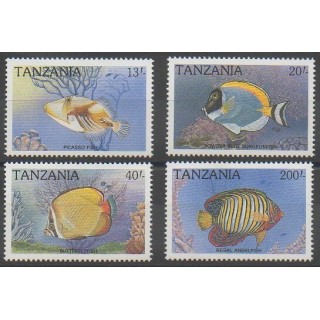 Stamps - Tanzania - 1989 - Nb 491A/491D - Sea animals