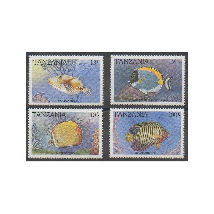 Timbres - Tanzanie - 1989 - No 491A/491D - Animaux marins