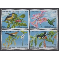 Uruguay - 1999 - No 1798/1801 - Fleurs - Oiseaux