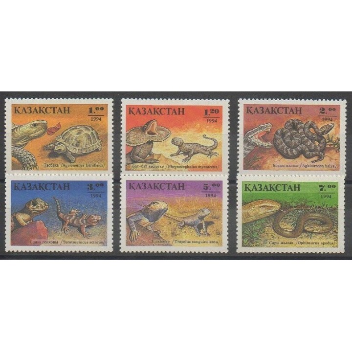 Timbres - Kazakhstan - 1995 - No 53/58 - Reptiles