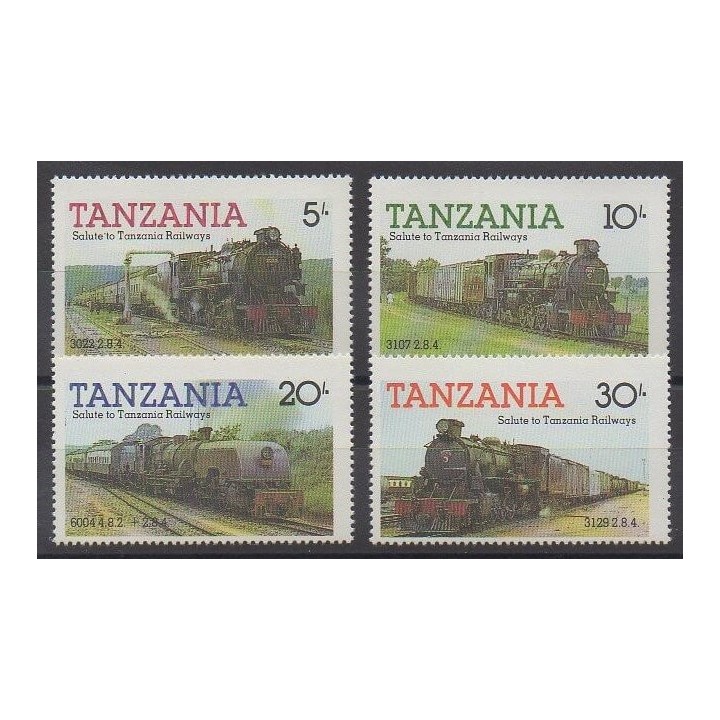 Timbres - Tanzanie - 1985 - No 263/266 - Chemins de fer