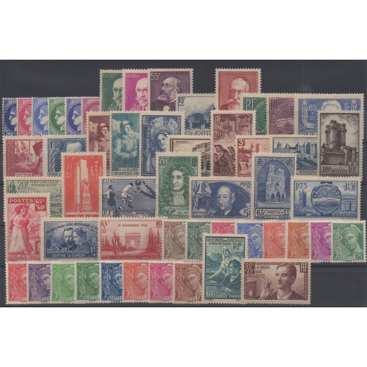 Timbres  - France - année complète - 1938 - No 372/418