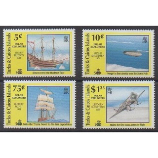 Timbres - Turks et Caiques (Iles) - 1991 - No 918/921 - Navigation - Ballons - Dirigeables - Aviation