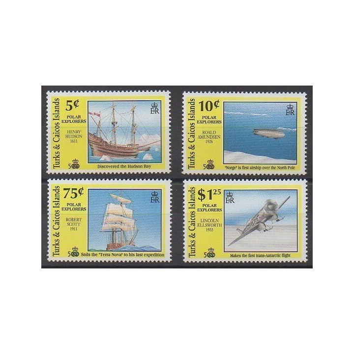 Stamps - Turks and Caicos ( Islands) - 1991 - Nb 918/921 - Boats - Hot-air balloons - Airships - Planes