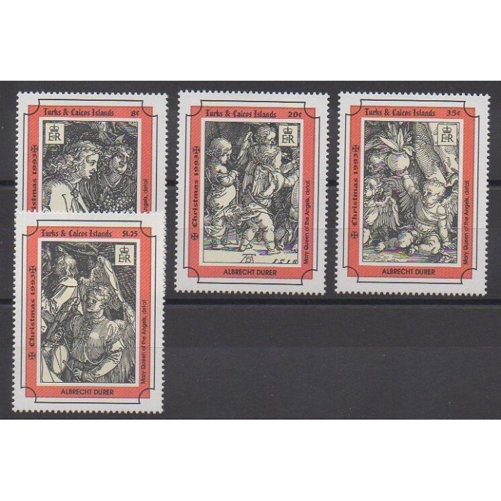 Timbres - Turks et Caiques (Iles) - 1993 - No 1034/1037 - Peinture - Noël