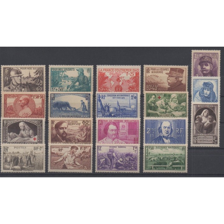 Timbres  - France - année complète - 1940 - No 451/469