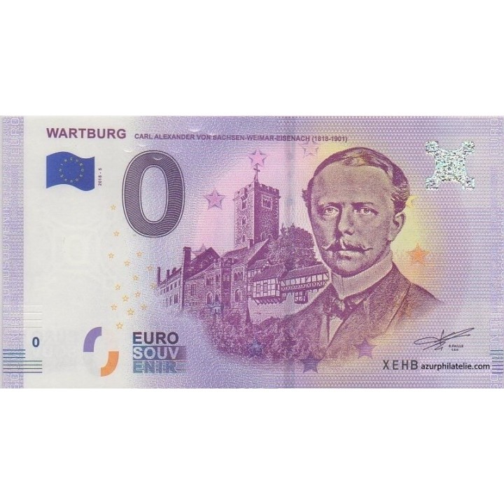 Euro banknote memory - 2018 - Wartburg - Carl Alexander Von Sachsen-Weimar-Eisenach (1818-1901)  - (Thuringe)