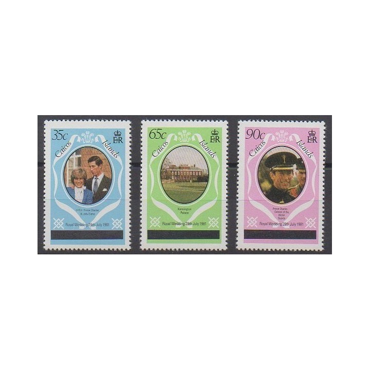 Timbres - Caiques (Iles) - 1981 - No 8(A)/10(A) - Royauté - Principauté