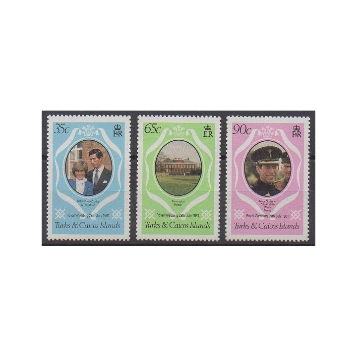 Timbres - Turks et Caiques (Iles) - 1981 - No 531/533 - Royauté - Principauté