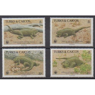 Timbres - Turks et Caiques (Iles) - 1986 - No 758/761 - Reptiles