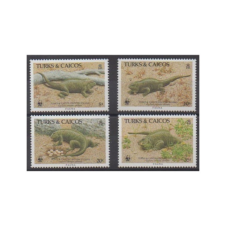 Timbres - Turks et Caiques (Iles) - 1986 - No 758/761 - Reptiles
