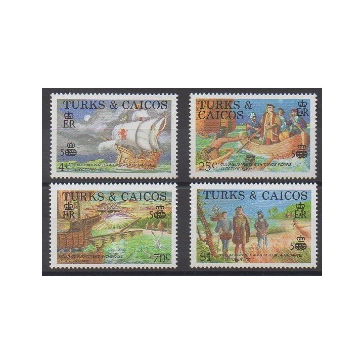 Timbres - Turks et Caiques (Iles) - 1988 - No 777/780 - Christophe Colomb