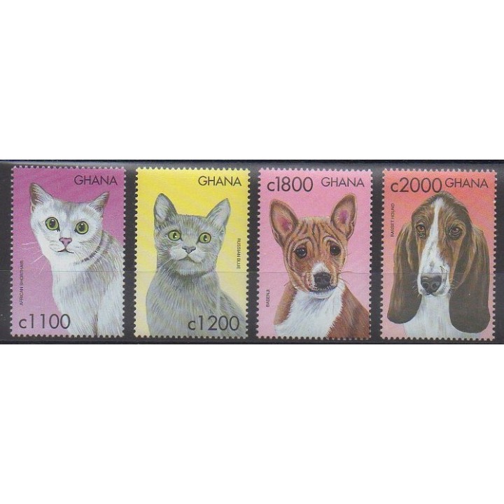 Timbres - Ghana - 2000 - No 2585/2588 - Chiens - Chats