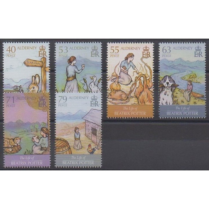 Timbres - Aurigny (Alderney) - 2013 - No 478/483 - Littérature