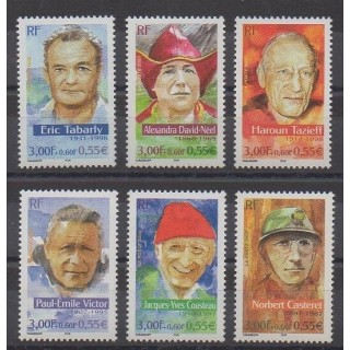Stamps - France - Poste - 2000 - Nb 3342/3347 - Celebrities