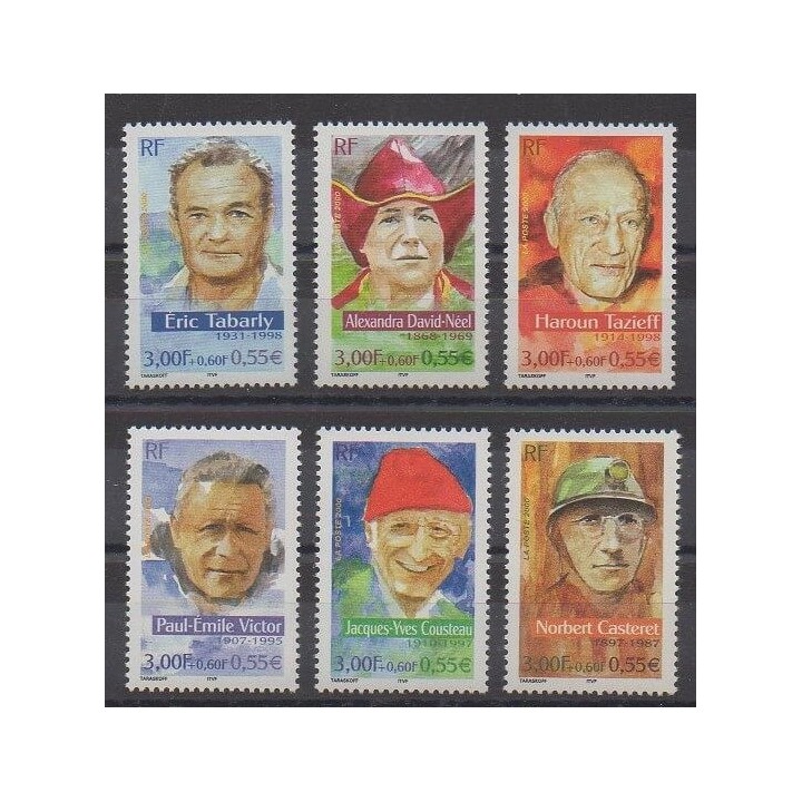 Stamps - France - Poste - 2000 - Nb 3342/3347 - Celebrities