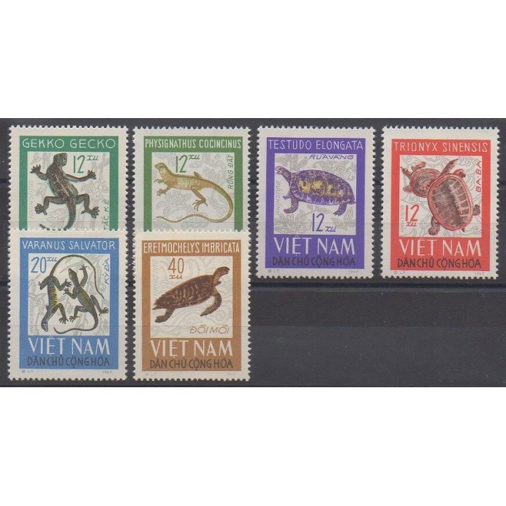 Timbres - Vietnam du nord - 1966 - No 488/493 - Reptiles