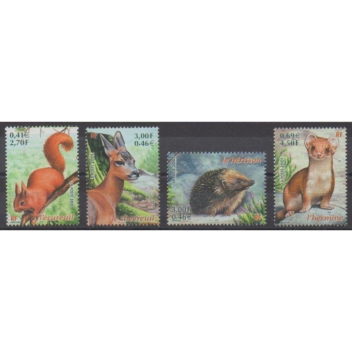 Stamps - France - Poste - 2001 - Nb 3381/3384 - Mamals