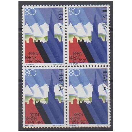 Suisse - 1991 - No 1366 - Bloc de 4 - Histoire